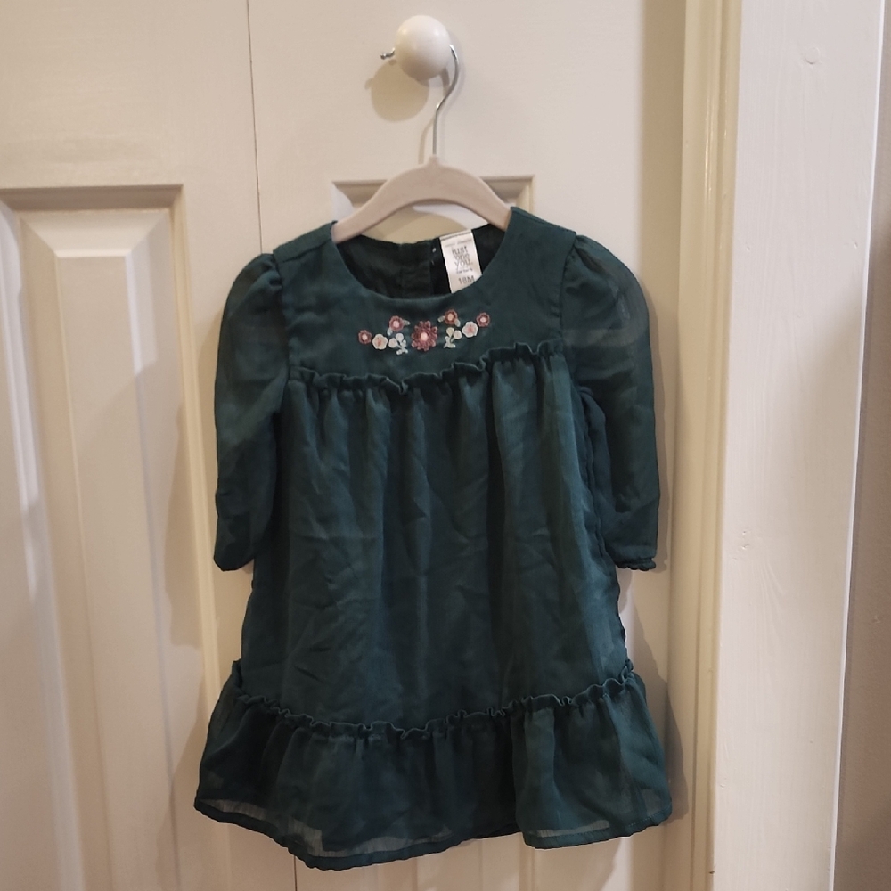 Carter's Dark Green Kids Blouse with Floral Detail